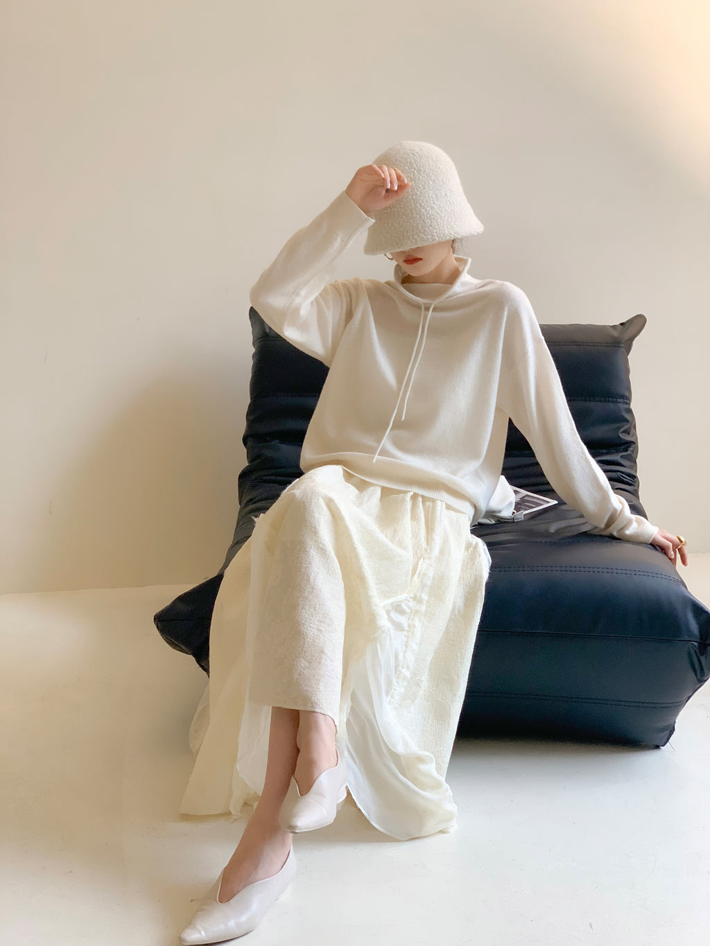 100% Cashmere Hooded Knit Sweater
