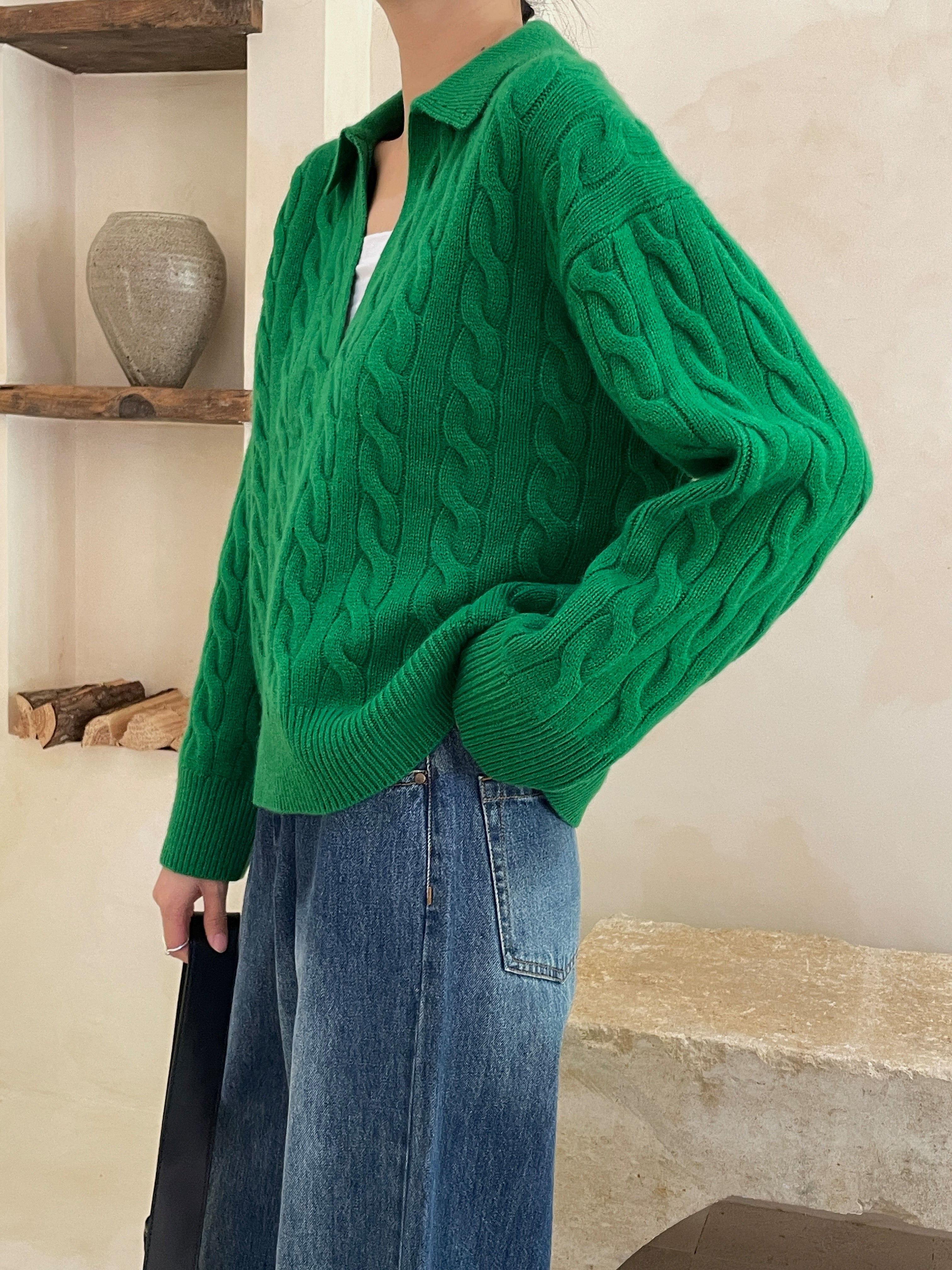 Cable-Knit Collar Sweater