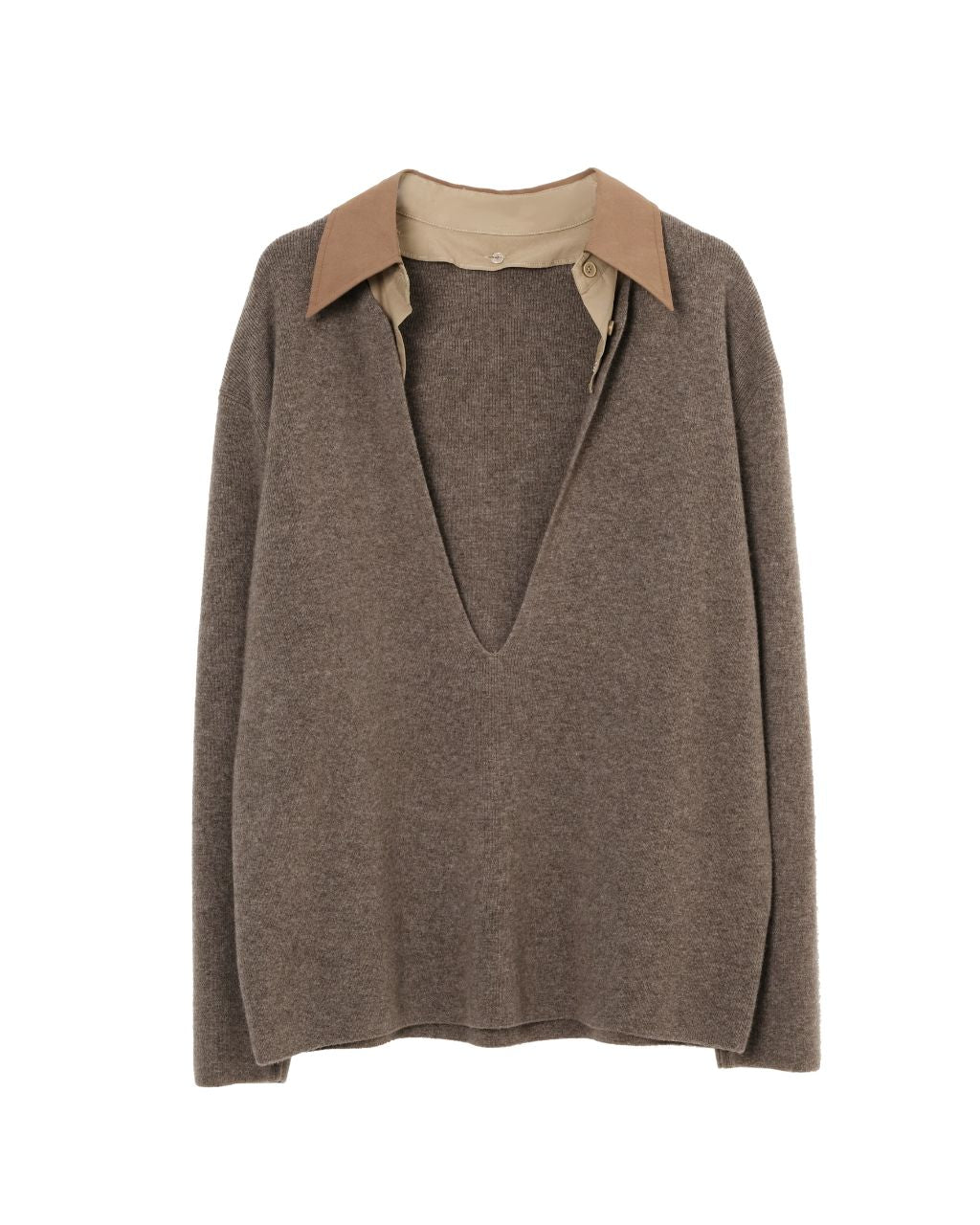 100% Cashmere V-Neck Sweater with Removable Collar