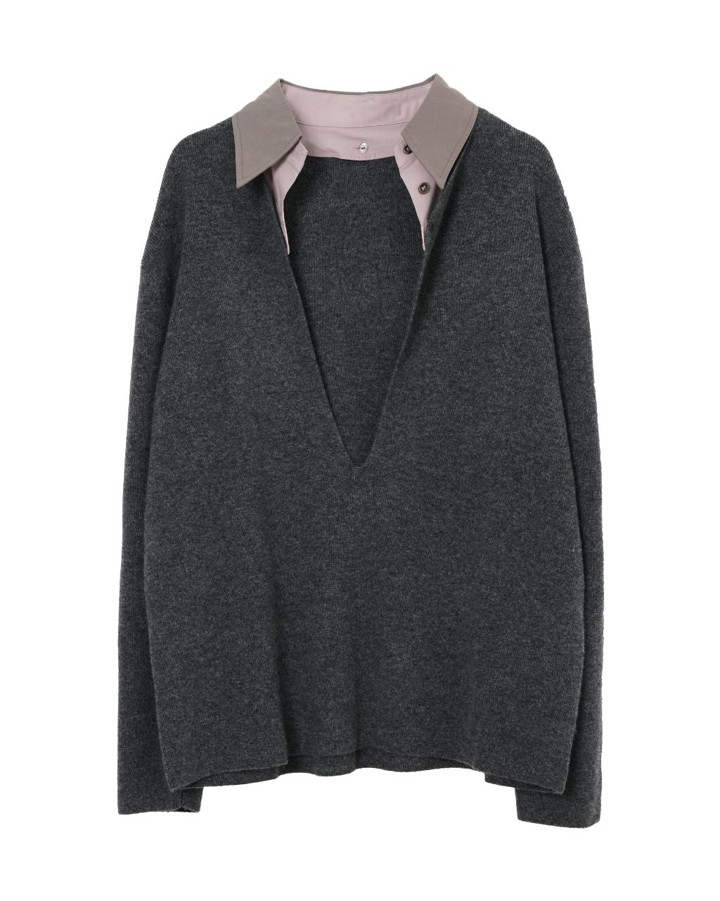 100% Cashmere V-Neck Sweater with Removable Collar