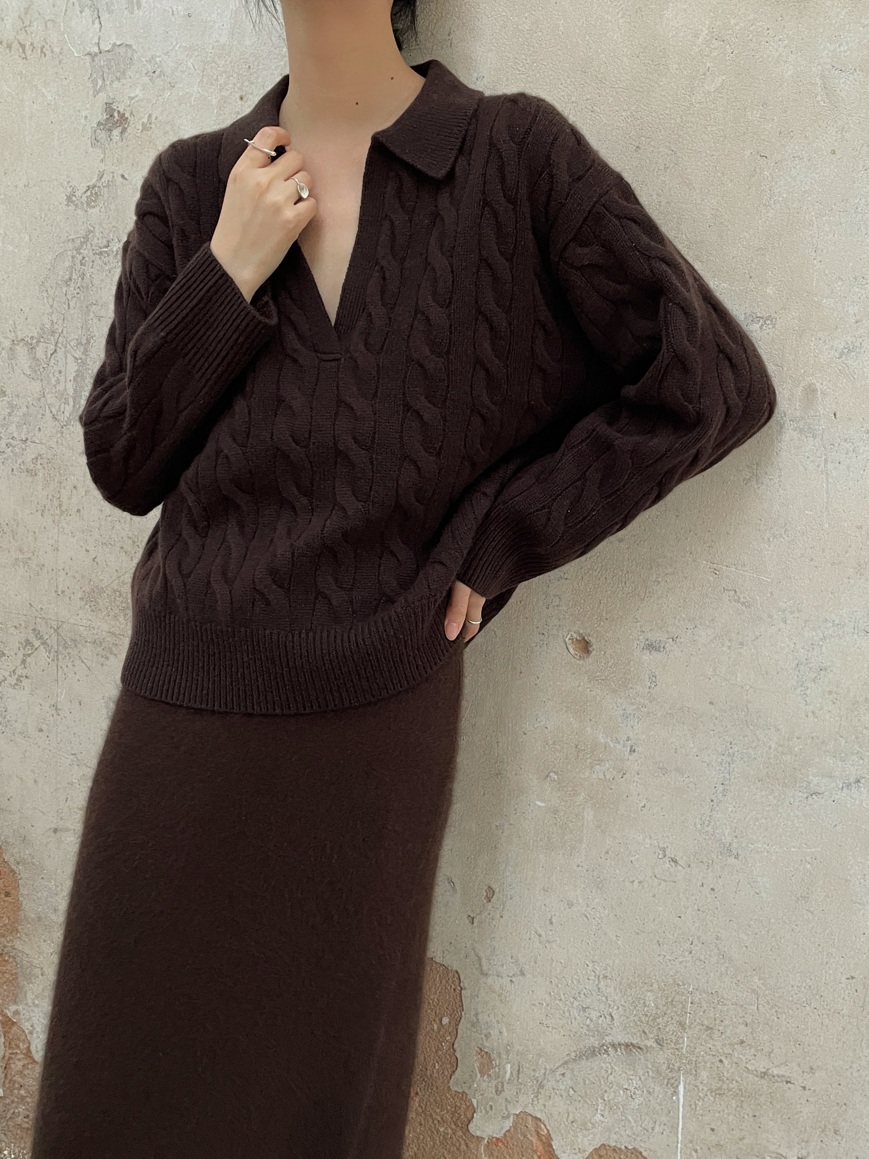 Cable-Knit Collar Sweater