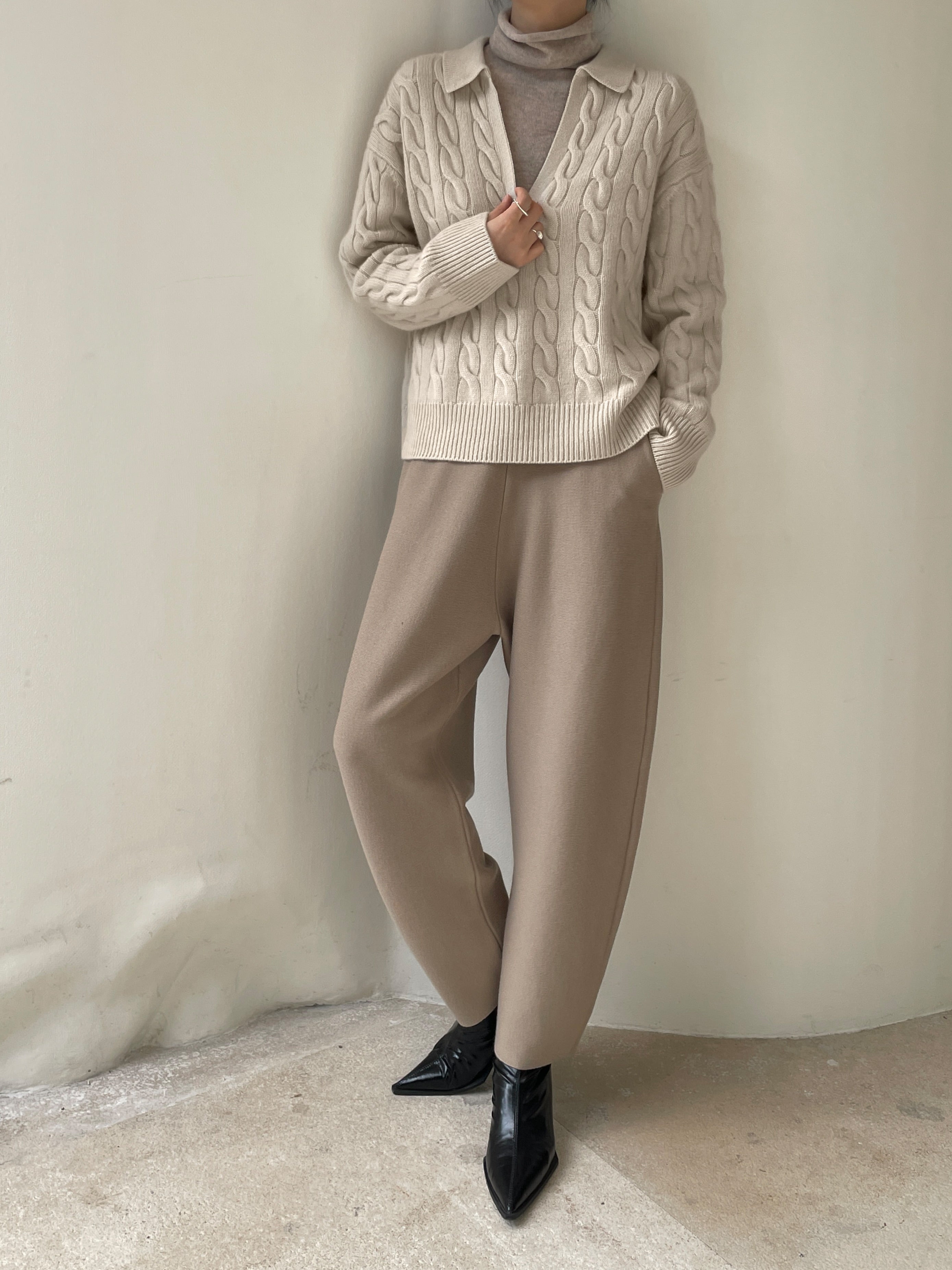 Cable-Knit Collar Sweater