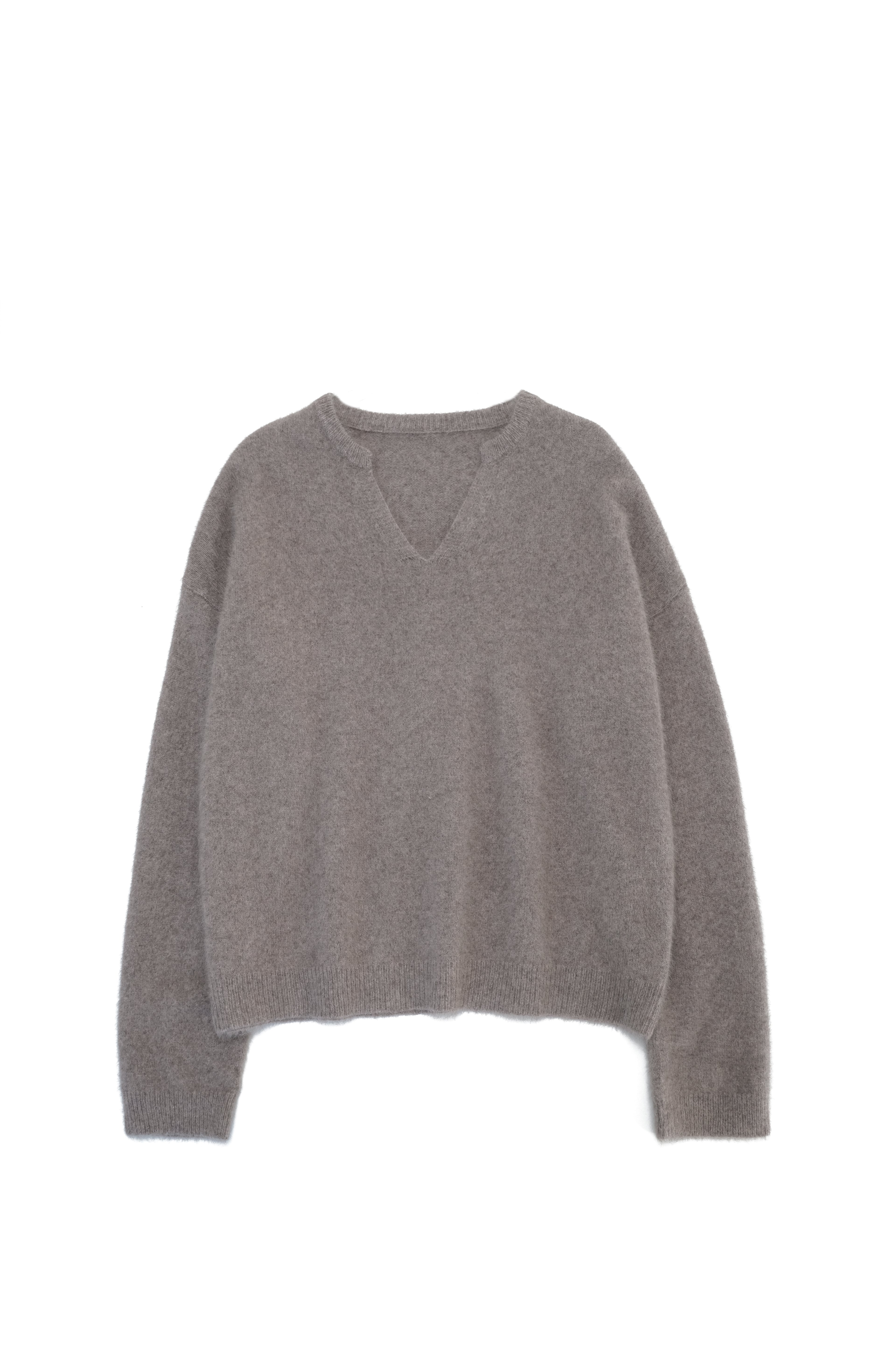 Cloud Plush Fox-Blend Cashmere V-Neck Knit Sweater