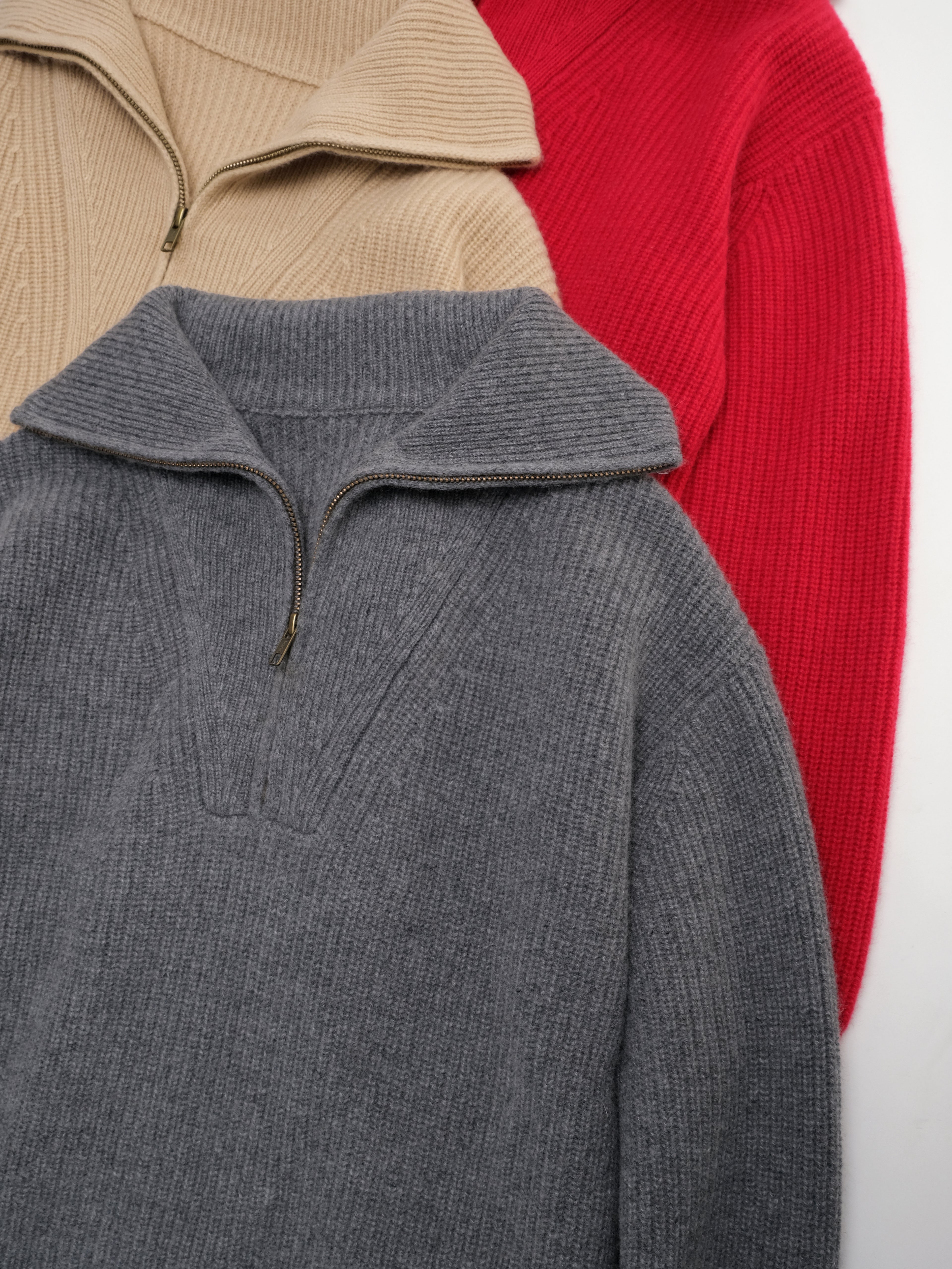 Heavyweight Pure Cashmere Half-Zip Sweater